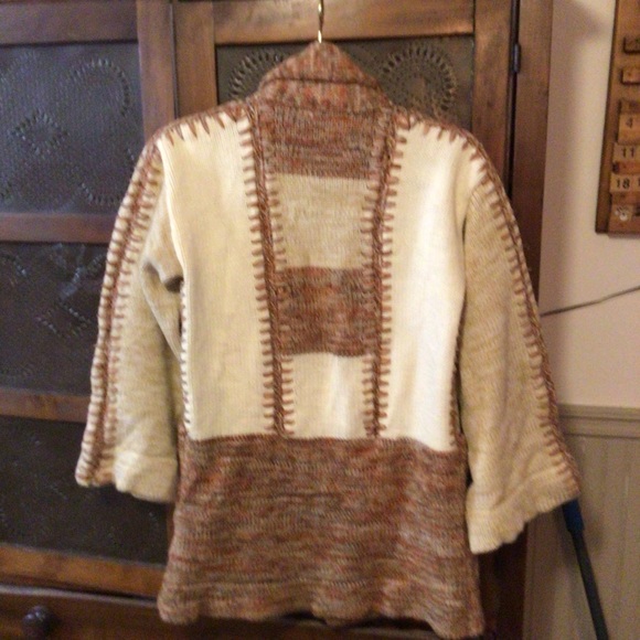Vintage 70’s Patchwork Colorblock Hangs Open Sweater - Picture 2 of 8